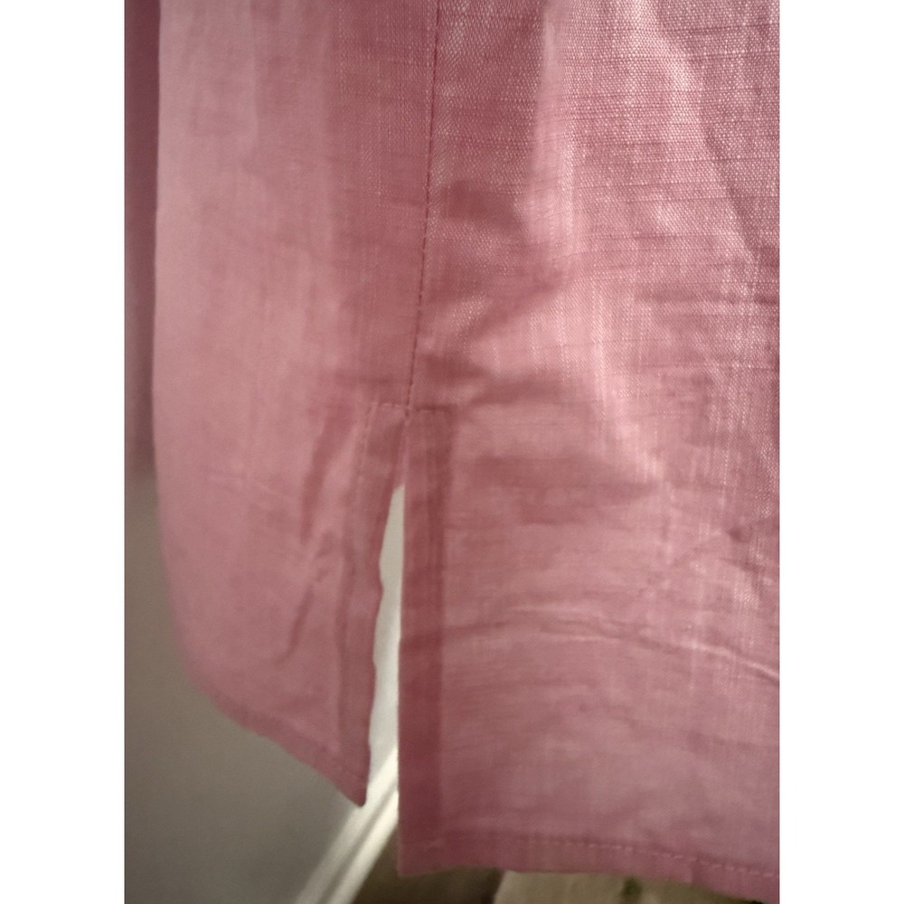 Pink Cotton Linen Shift Tunic Dress White Trim Pockets Side Zip Resort XXL NWT - Picture 5 of 15